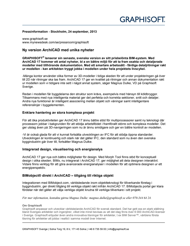 Ny version ArchiCAD med unika nyheter
