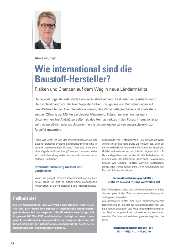 "Wie international sind die Baustoff-Hersteller?" - Artikelveröffentlichung von Alexa Mühlen im Baustoff-Jahrbuch 2015/2016 