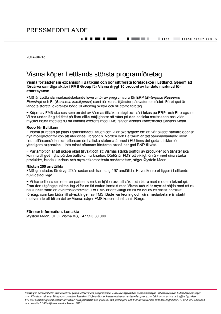 Visma köper Lettlands största programföretag