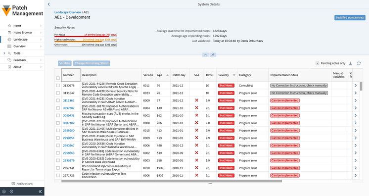 SecurityBridge patch management. Abb. SecurityBridge