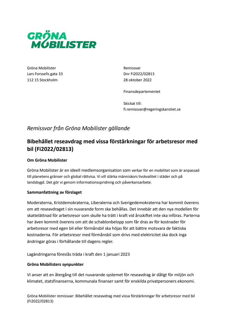 Remissvar Gröna Mobilister - Bibehållet reseavdrag med vissa förstärkningar för arbetsresor med bil.pdf