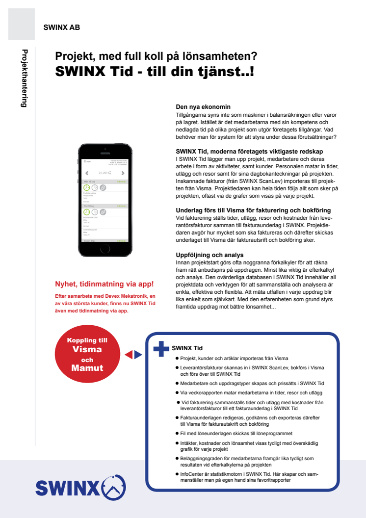 SWINX Tid, projekthantering till din tjänst!