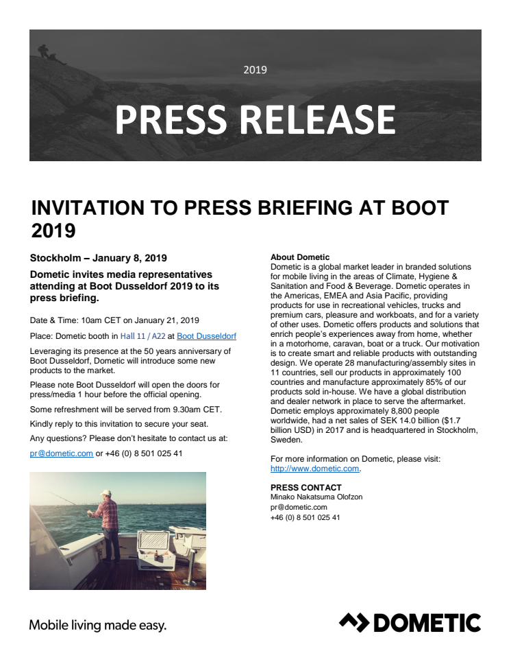 Dometic invites media to boot Düsseldorf press briefing