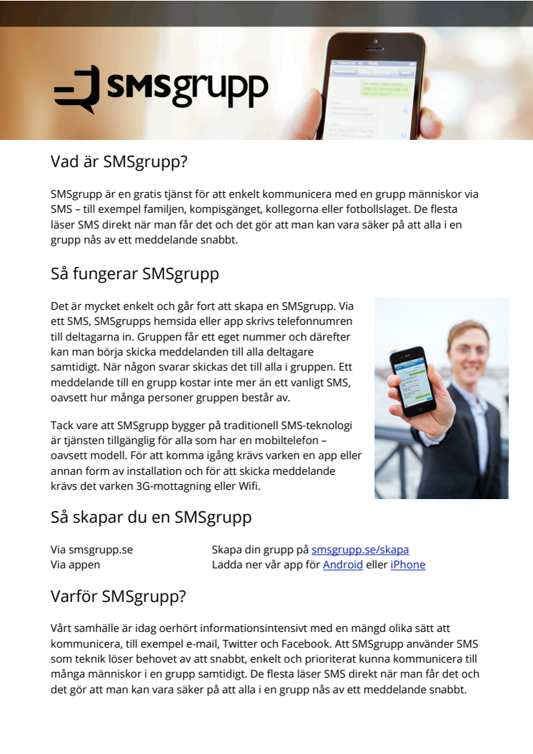 Faktablad om SMSgrupp