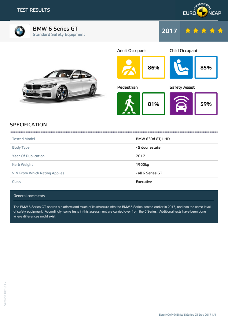 BMW 6 Series GT datasheet - Dec 2017