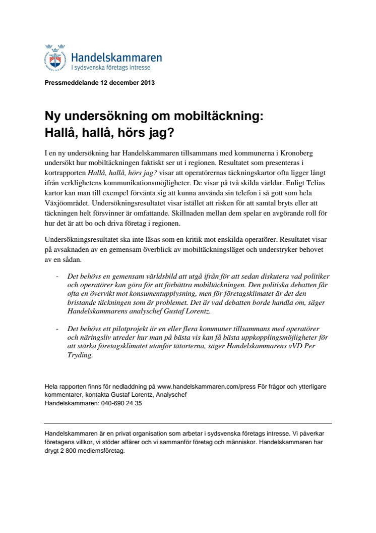 Undersökning mobiltäckning - Hallå, hallå, hörs jag?