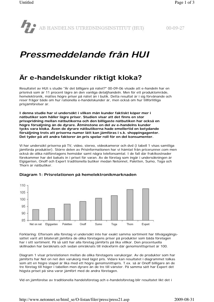 Pressmeddelande från HUI