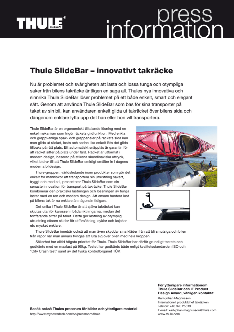 Thule SlideBar – innovativt takräcke som vinner iF Product Design Award