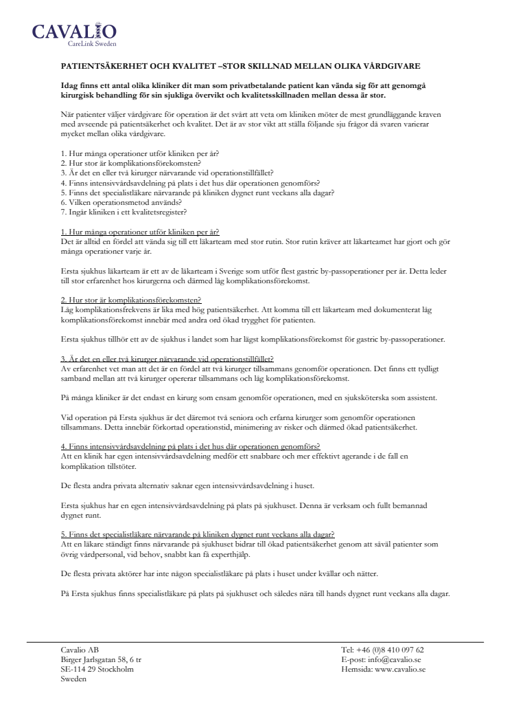 PATIENTSÄKERHET OCH KVALITET 