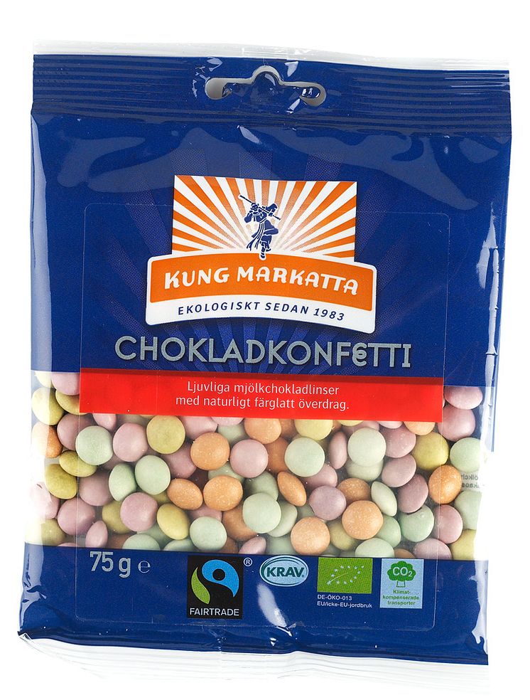 Ekologiskt godis, Fairtrade- och KRAVmärkt - Chokladkonfetti