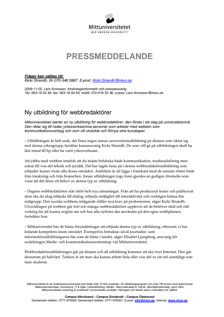 Ny utbildning för webbredaktörer