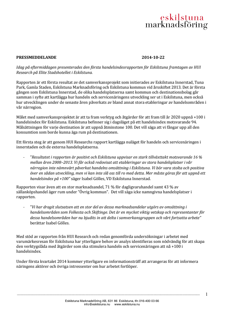 Stark tillväxt i Eskilstunas handel