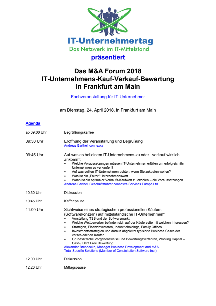 M&A Forum 2018 für IT-Unternehmer