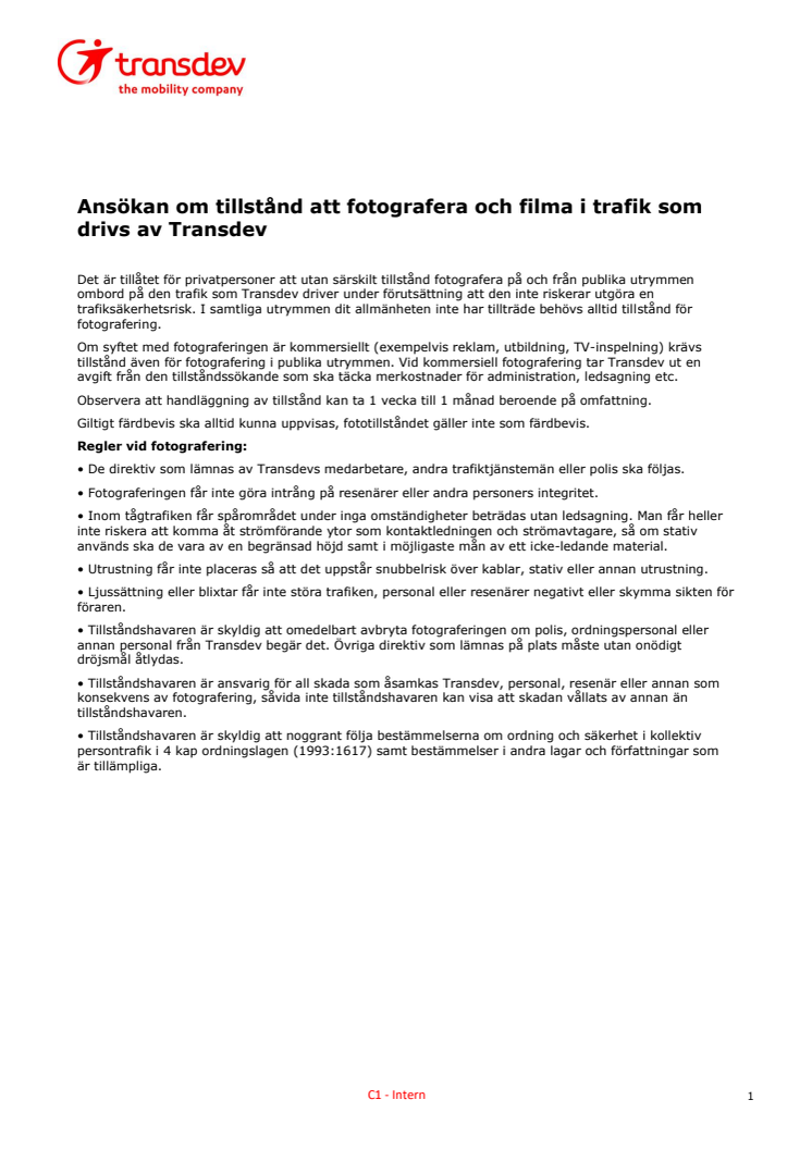 Regler och förbehåll fototillstånd