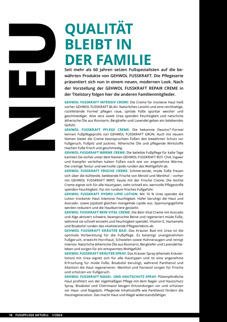 GEHWOL FUSSKRAFT Relaunch - Qualität bleibt in der Familie 