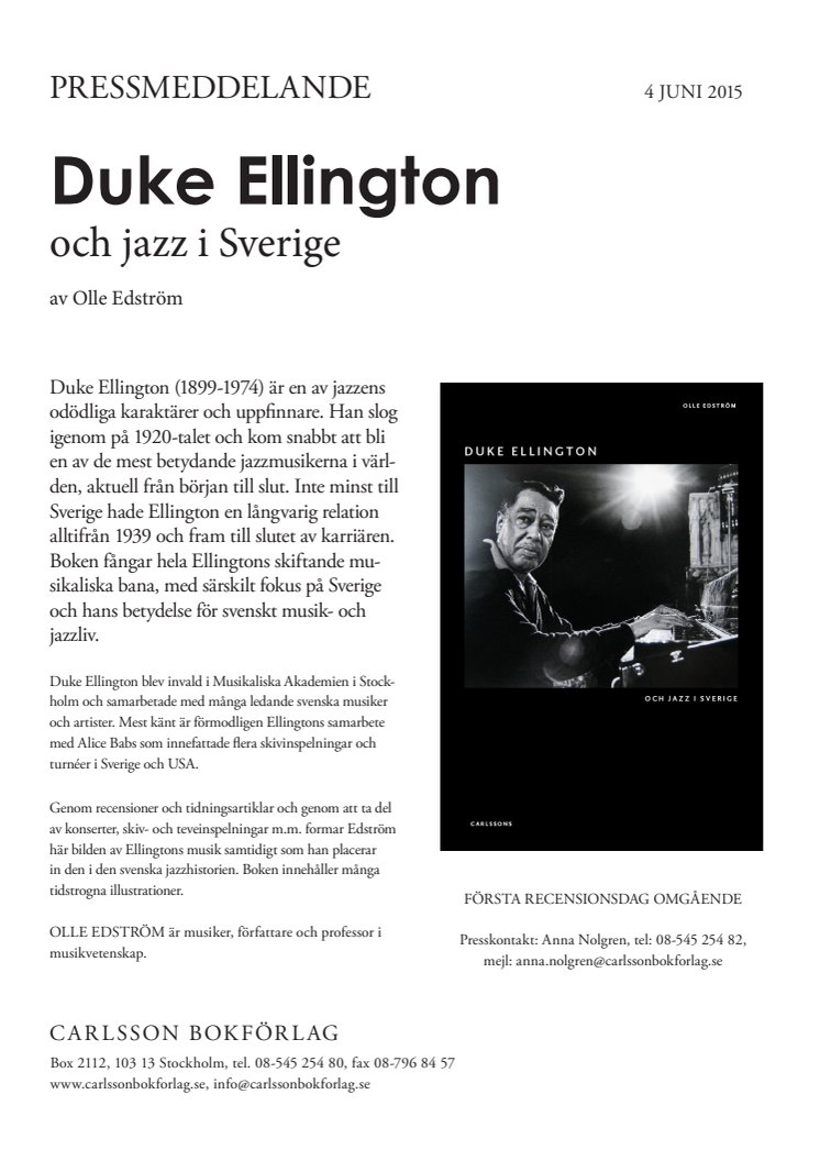Duke Ellington - och jazz i Sverige
