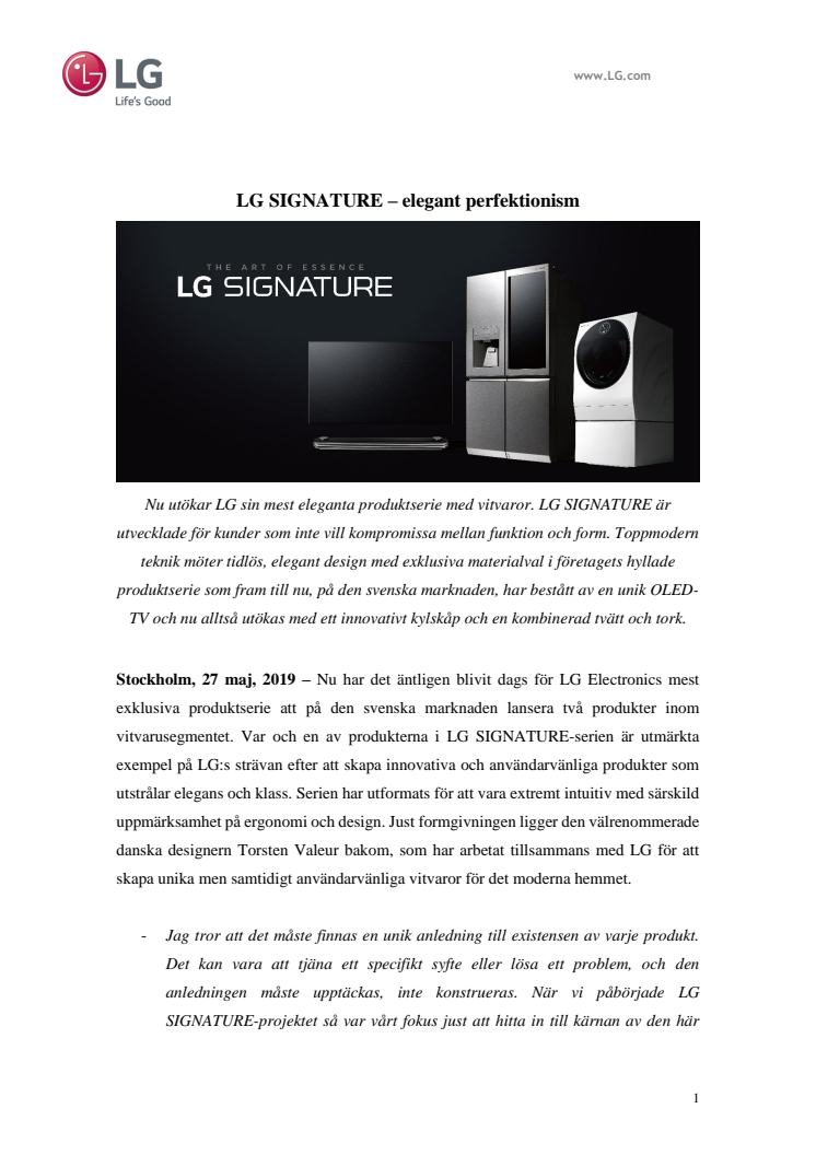 LG SIGNATURE – elegant perfektionism