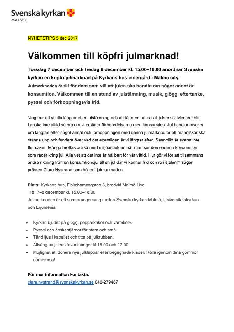 Välkommen till köpfri julmarknad!