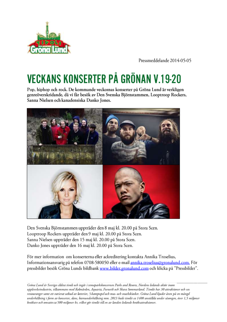 Veckans konserter på Grönan V.19-20