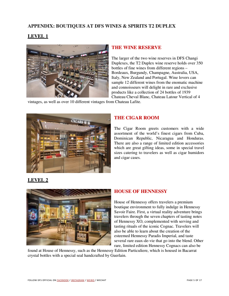 Appendix: Boutiques at DFS Wines & Spirits T2 Duplex