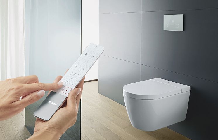 Duravit-SensoWash®-Starck-Dusch-WC-Hand mit Fernbedienung