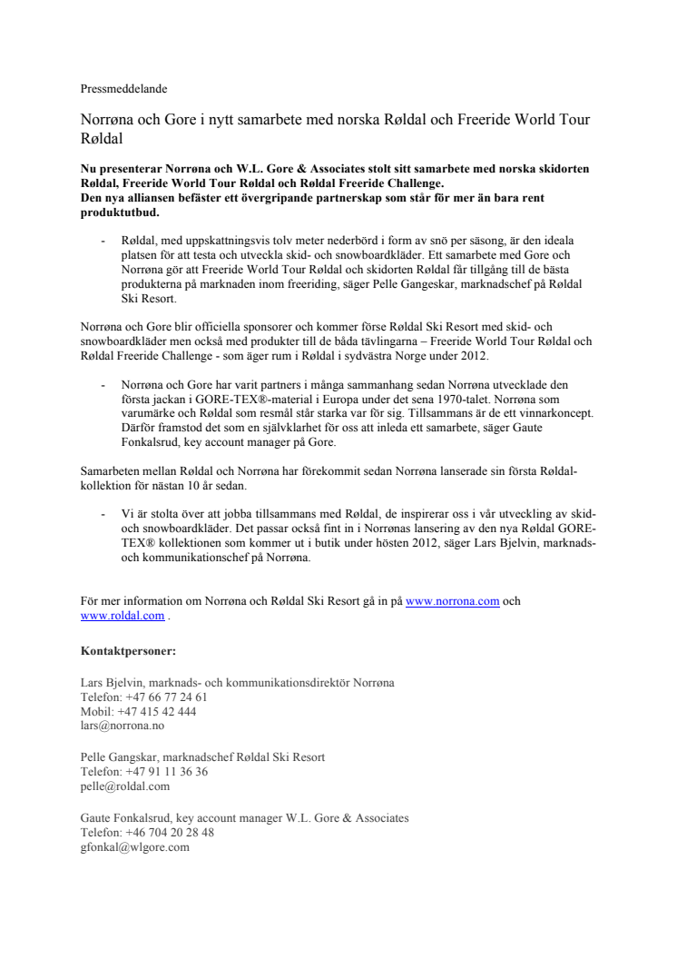 Gore i nytt samarbete PDF