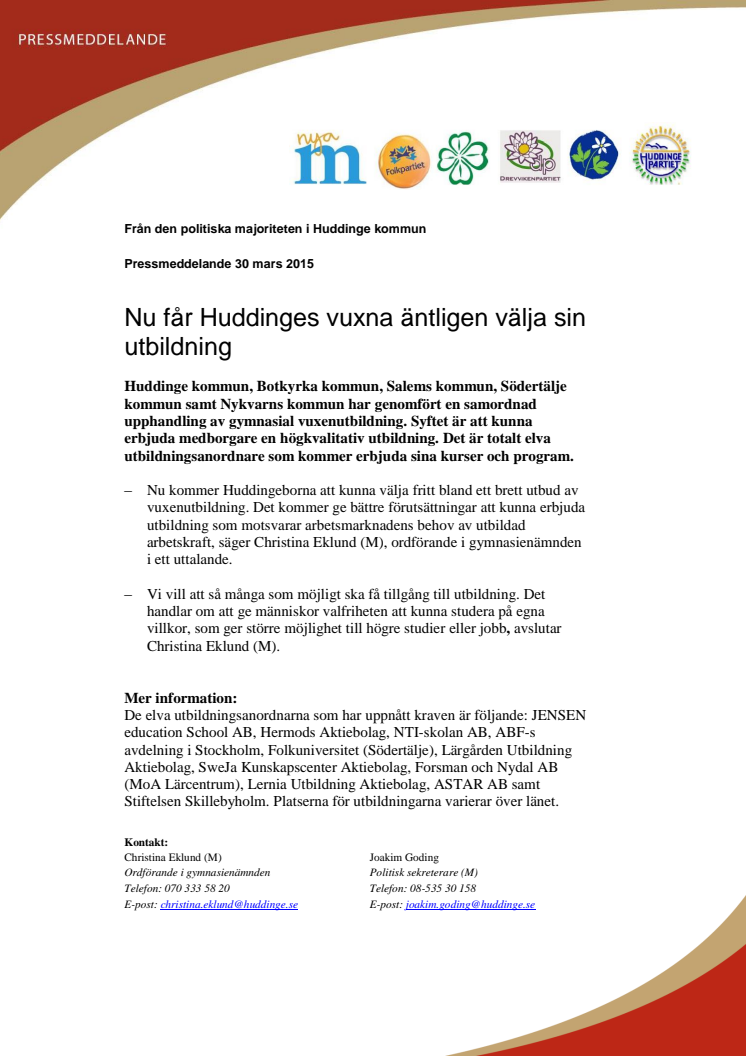 Nu får Huddinges vuxna äntligen välja sin utbildning