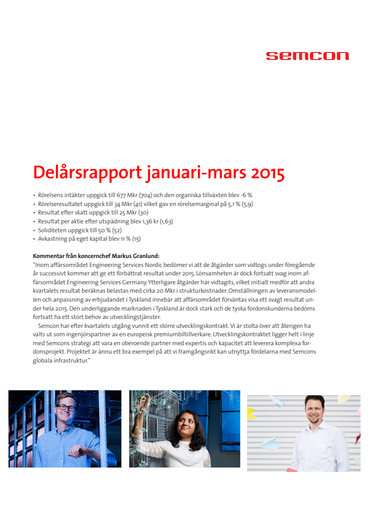 Delårsrapport januari-mars 2015 
