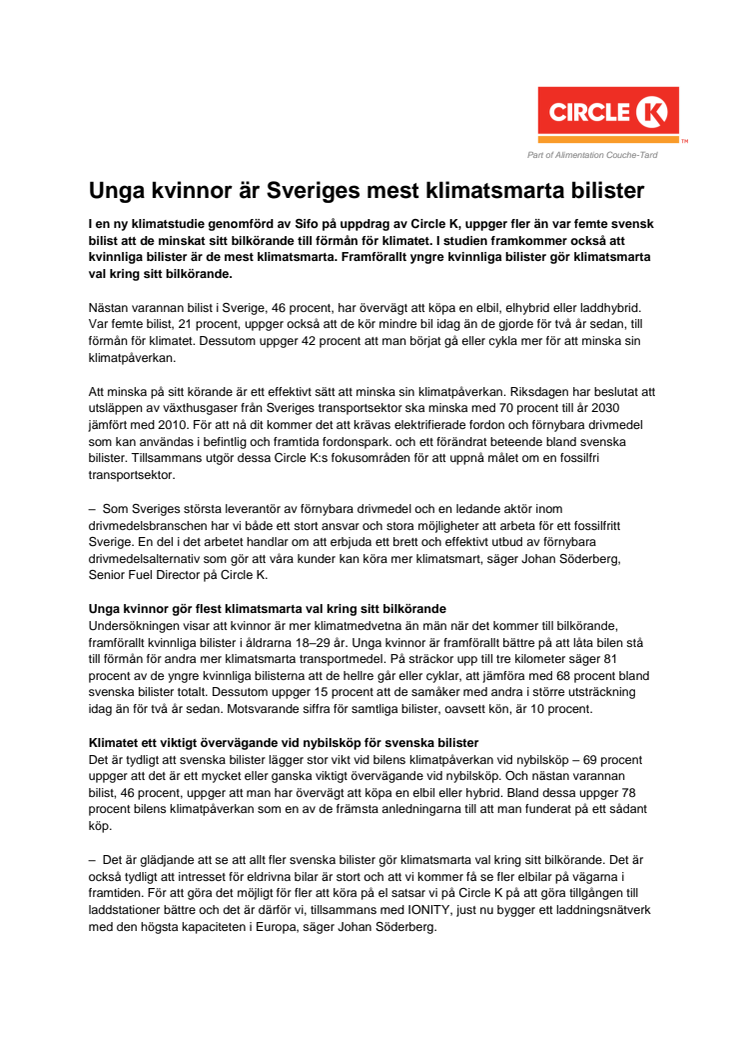 Unga kvinnor är Sveriges mest klimatsmarta bilister