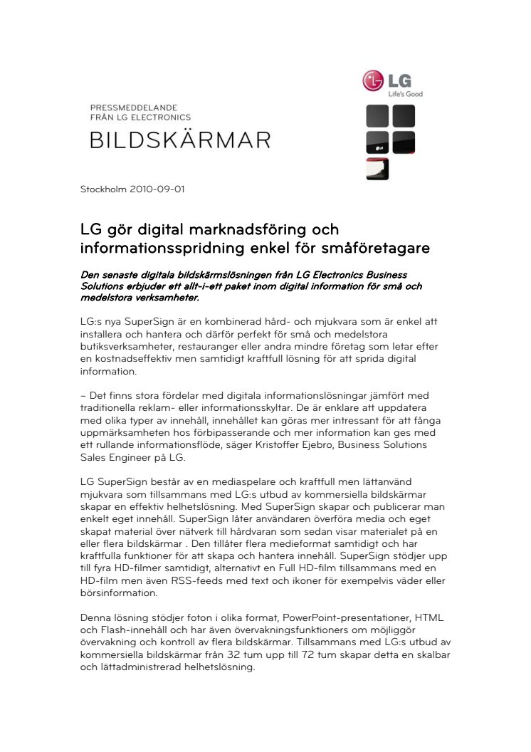 LG gör digital marknadsföring och informationsspridning enkel för småföretagare