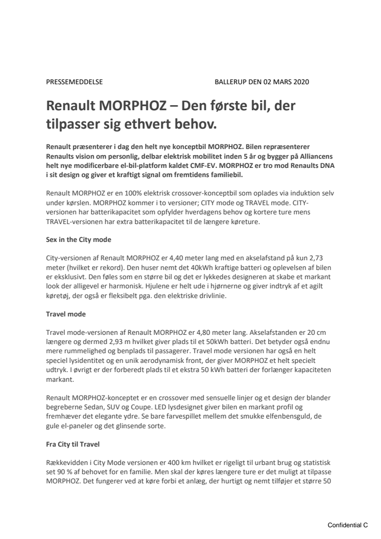 Renault MORPHOZ – Den første bil, der tilpasser sig ethvert behov.