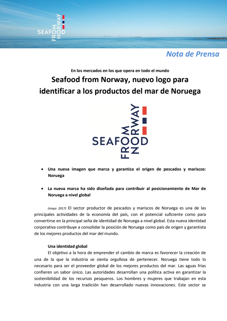 Seafood from Norway, nuevo logo para identificar a los productos del mar de Noruega