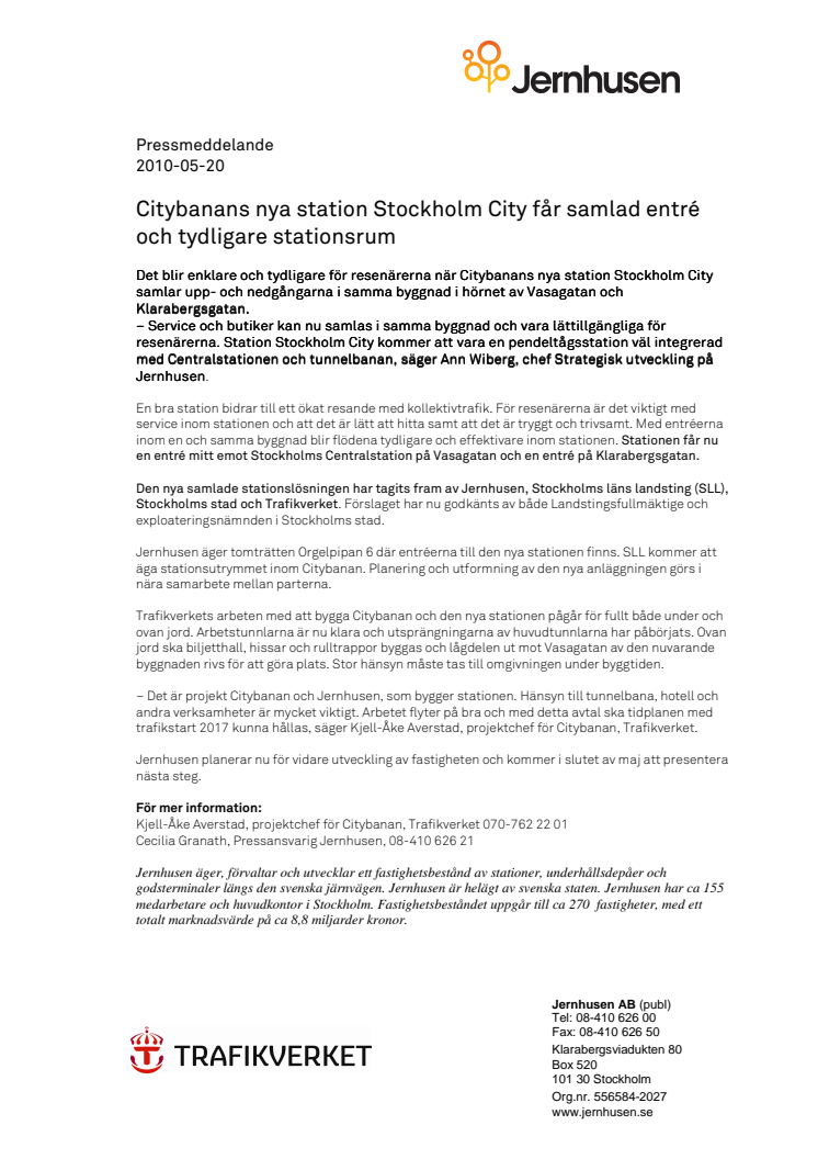 Citybanans nya station Stockholm City får samlad entré och tydligare stationsrum