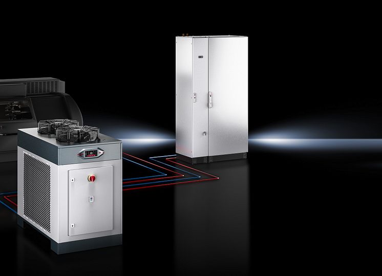 Rittal har markant forbedret køleteknikken i sine kølere til maskin- og kabinetkøling med de nye Blue e chillere i effektklassen 11 til 25 kW. 