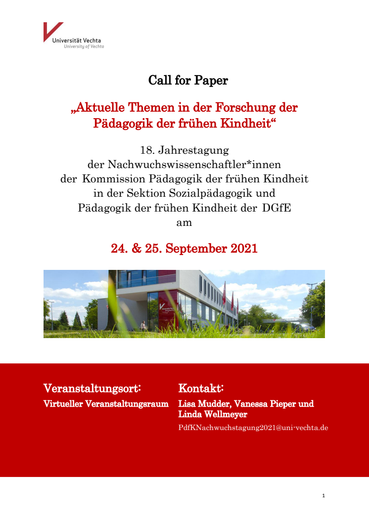 Anmeldeformular und Tagungsprogramm 18. Jahrestagung der Nachwuchswissenschaftler*innen der Kommission Pädagogik der frühen Kindheit