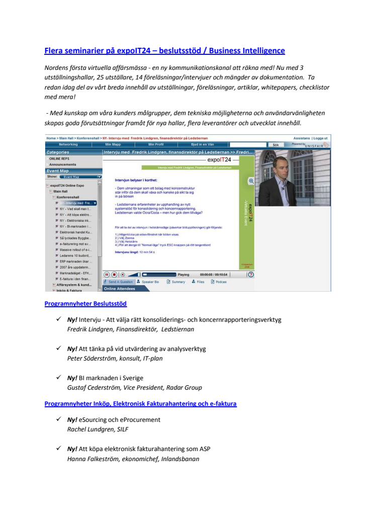 Flera seminarier på expoIT24 – beslutsstöd / Business Intelligence