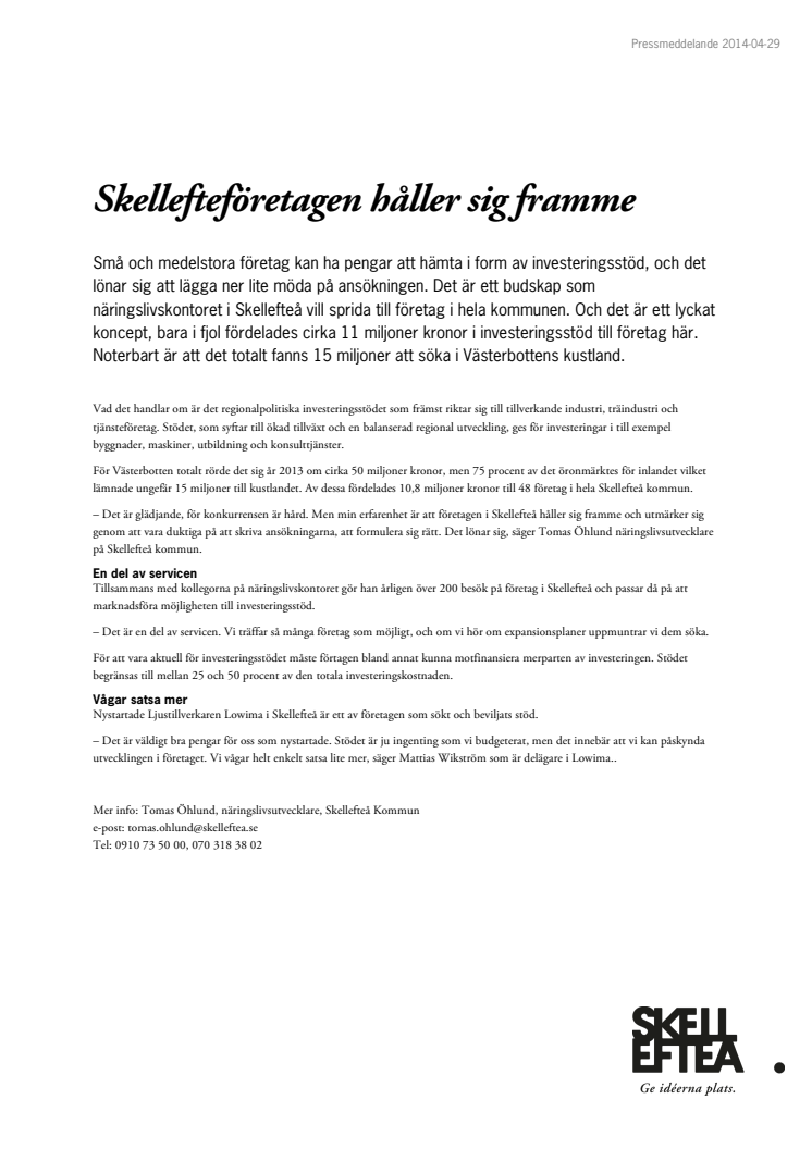 Skellefteföretagen håller sig framme