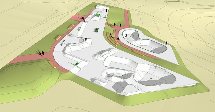 Leksands Skatepark, vy från nordväst