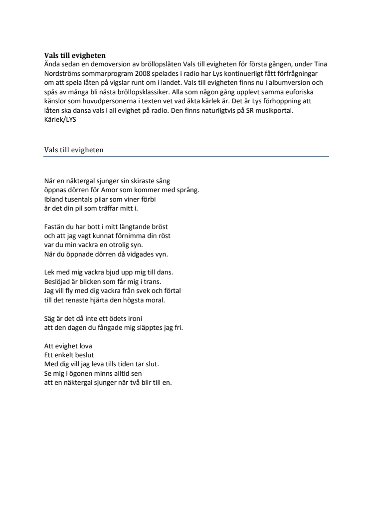 Vals till evigheten
