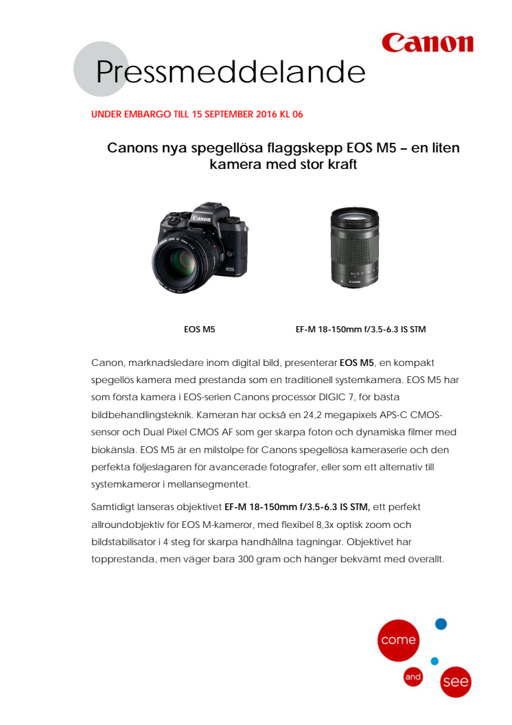 Canons nya spegellösa flaggskepp EOS M5 – en liten kamera med stor kraft