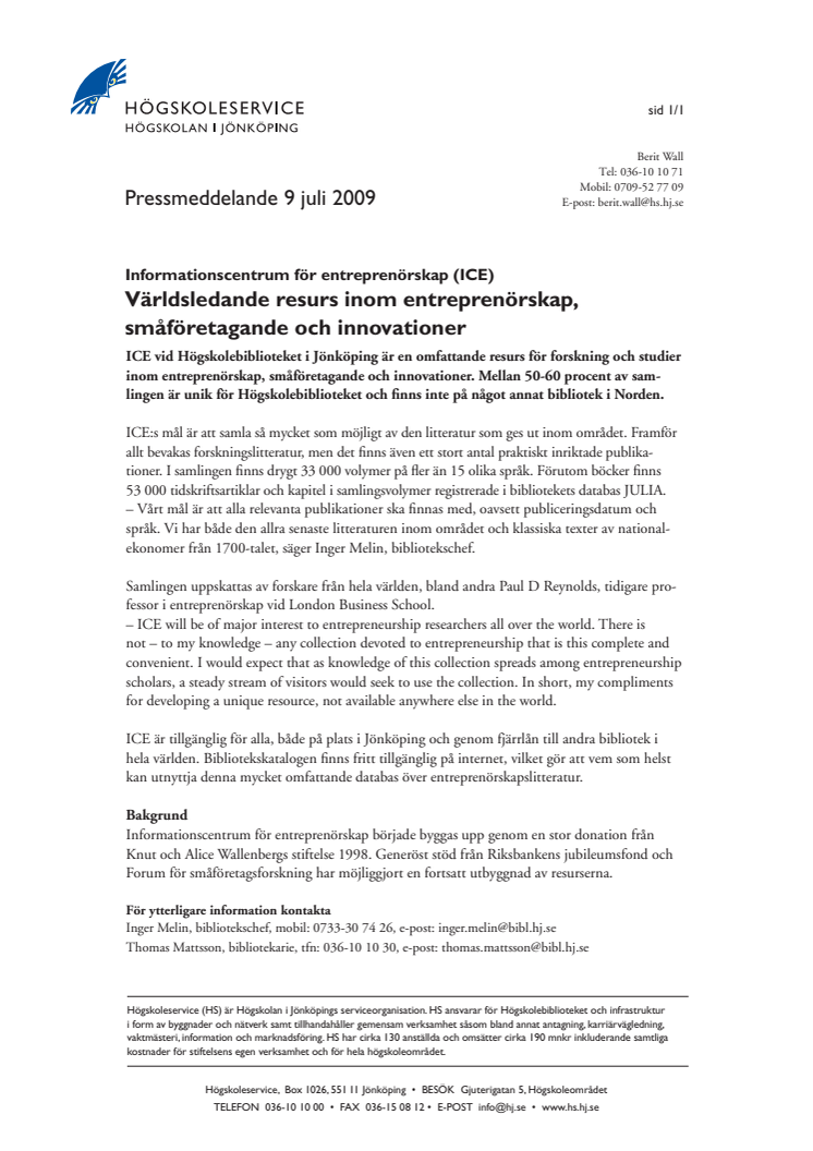 Informationscentrum för entreprenörskap (ICE) - Världsledande resurs inom entreprenörskap, småföretagande och innovationer