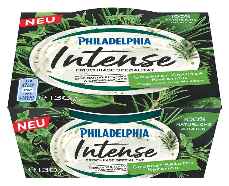 Mondelez Philadelphia INTENSE Gourmet Kräuter Kreation 130g frontal