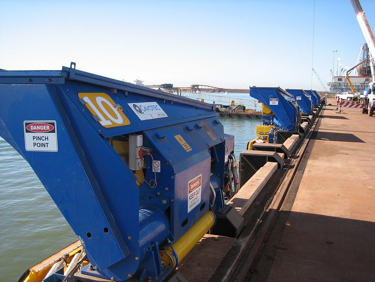 Ready to engage: automated mooring units at Port Hedland, Western Australia #ports #mooring #automation #bulkhandling