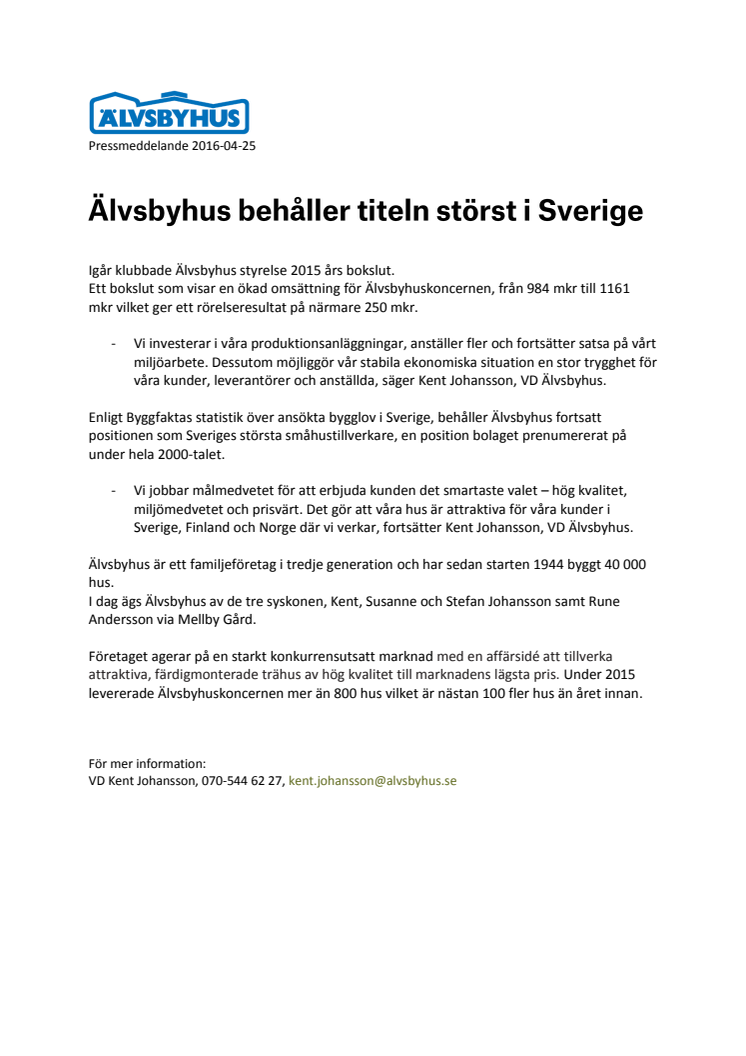 Älvsbyhus behåller titeln störst i Sverige