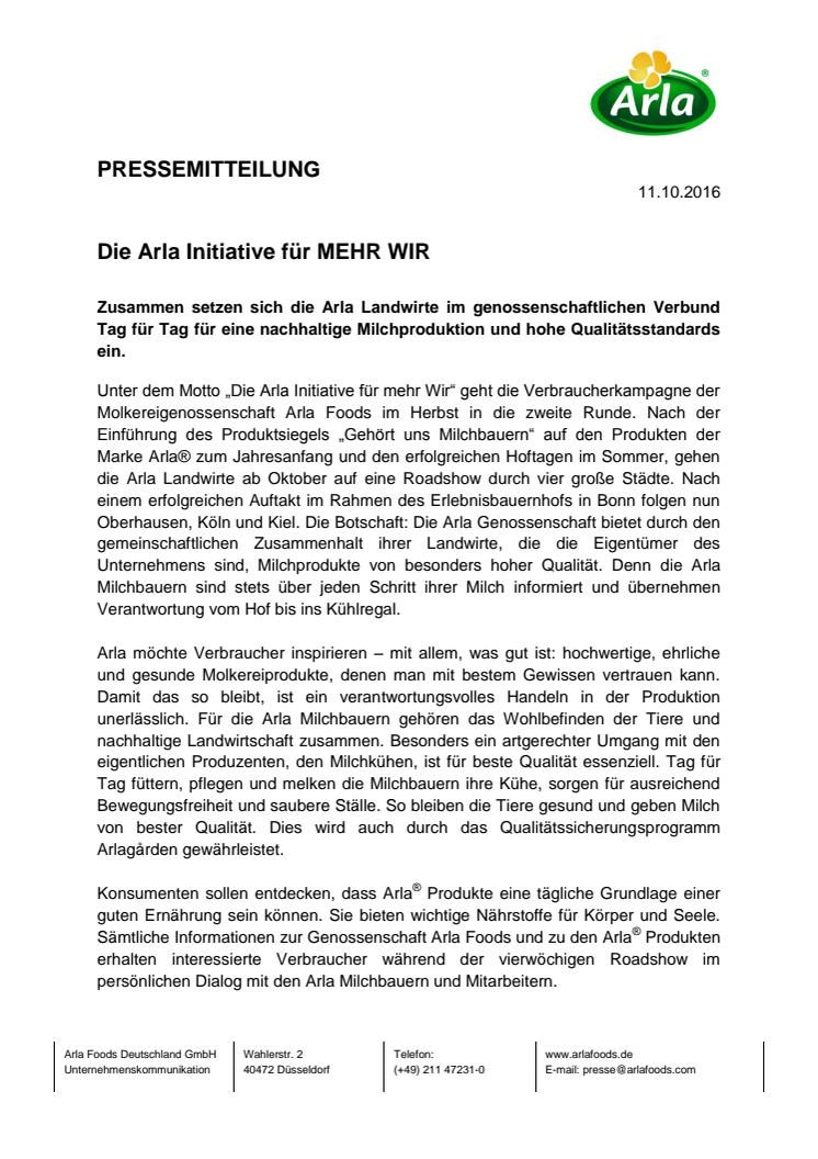 Die Arla Initiative für MEHR WIR