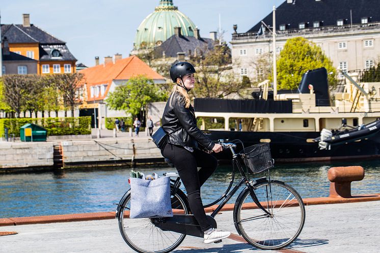 Shoppingkasse för cykeln, grå filt