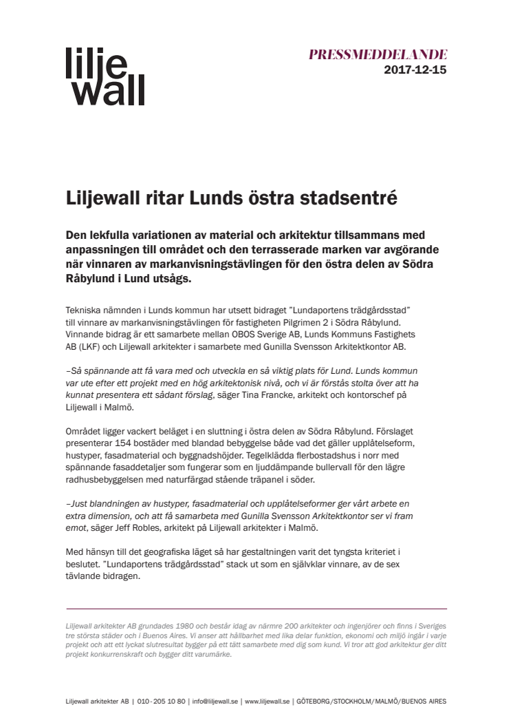 Liljewall ritar Lunds östra stadsentré