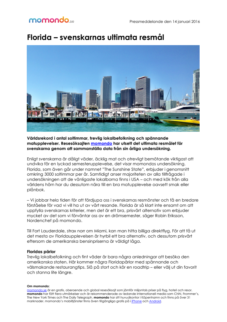 Florida – svenskarnas ultimata resmål 