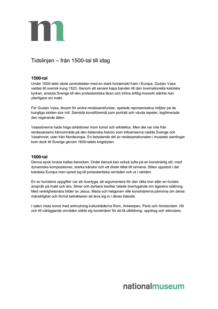 Tidslinjen - från 1500-tal till idag