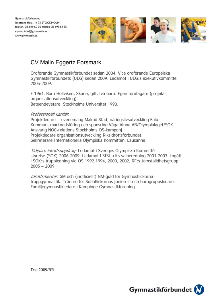 CV Malin Eggertz Forsmark